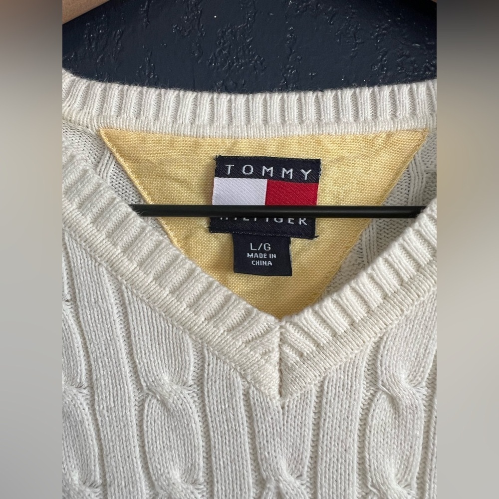 Vintage Tommy Hilfiger Cream Cable-Knit Vest - Picture 4 of 4